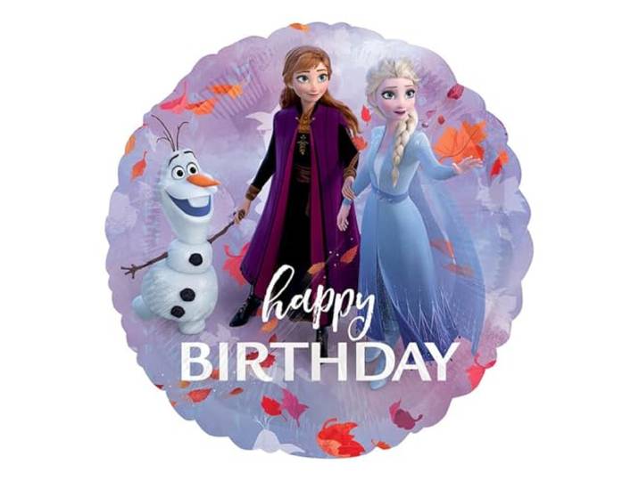 Standaard Frozen 2 Happy Birthday folieballon S60 verpakt
