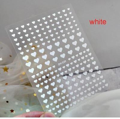 Inspire Select 3D Nail Art Stickers Love Hearts Stars Clouds Red Black White Adhesive Nail Decals Sliders For French Tips Manicure adh540 White