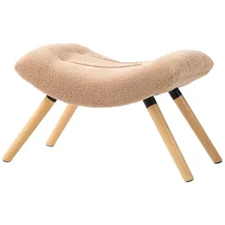 MODFU Fußhocker Polyester Braun 67x45x38 cm, gepolstert mit Buchenholzbeinen