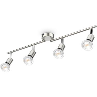 B.K.LICHT Deckenleuchte, grau (nickelfarben), 4, H: 10,5cm, 1 Stk., Leuchten, 4-flammig, LED Deckenlampe, dreh- schwenkbar, neutralweiß, matt-nickel, Deckenleuchte