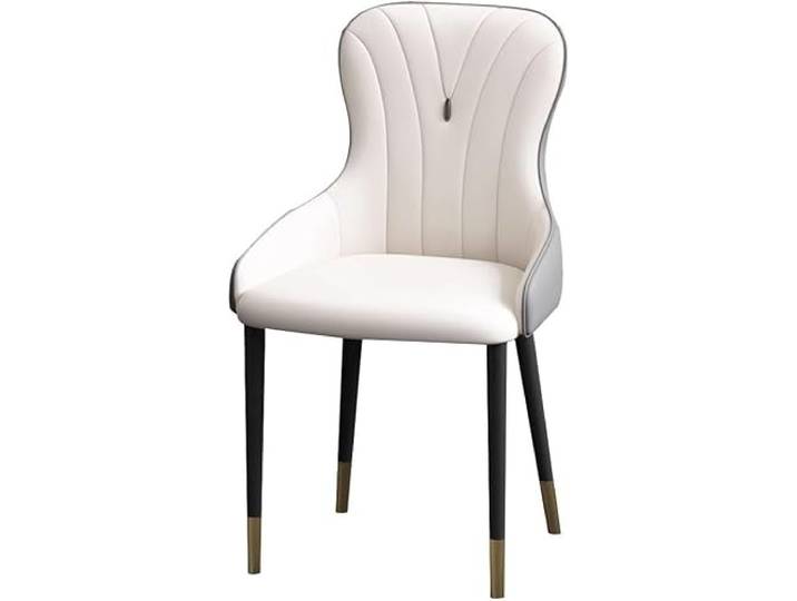 OZSSLJJ Küchen-Esszimmerstühle, Leder-Wohnzimmer-Seitenstuhl mit Metallbeinen for Zuhause, Restaurants, 2er-Set(White+Grey)