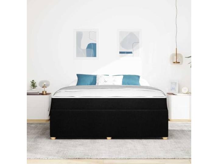 KTHLBRH Doppelbett 180 x 200 cm schwarz mit Matratze Struktur aus Holz, atmungsaktives Gewebe, Füße aus Kunststoff, Unterstützung 280 kg