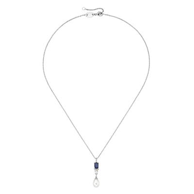 Kette mit Anhänger SMART JEWEL "mit edlen Steinen und Süßwasser-Perle, Silber 925", silber, Halsketten, Damen, 45cm, Silber 925 (Sterlingsilber)