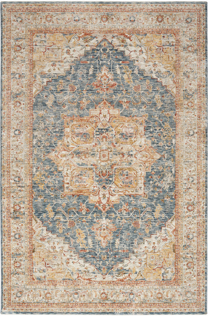 Latitude Vive Casmera Oriental Area Rug Brown;Blue;Ivory Blue Rectangle 160 x 234cm