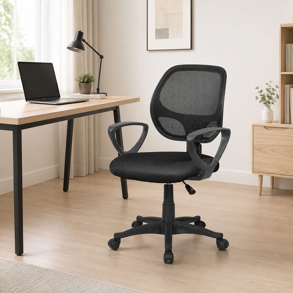 Dmora Chaise à roulettes en tissu noir Noir 57x100x56cm