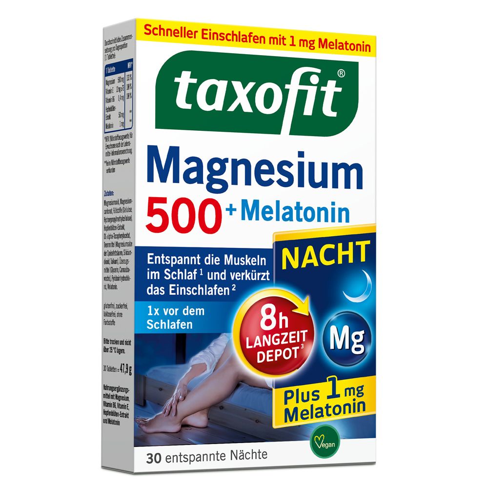 Taxofit Magnesium 500 Nacht+Melatonin Tabletten 30 St