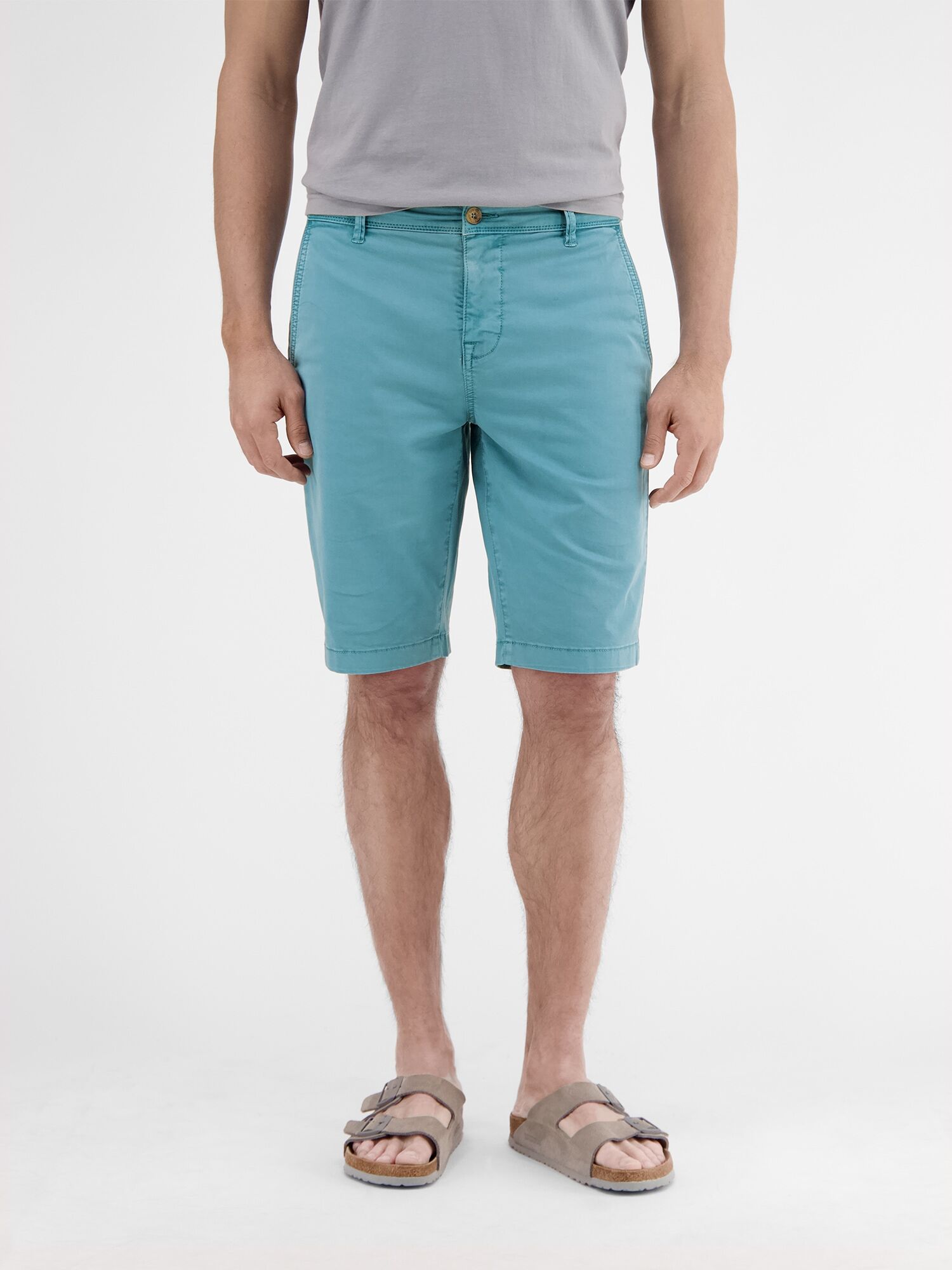Bermudas LERROS "Stretch-Bermuda, Comfort Fit", Herren, Gr. 30, blau (aqua), 98% Baumwolle, 2% Elasthan, Hosen Bermudas aqua 30