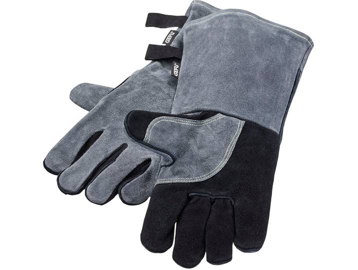 Grillhandschuhe GEFU BBQ , grau, B:16,5cm H:2,5cm L:41cm, Veloursleder, Topflappen, Grillhandschuhe, atmungsaktiv & komfortabel, Veloursleder