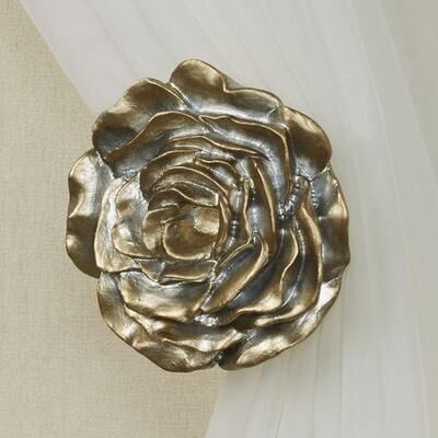 Touch of Class Ella Rose Curtain Tieback Pair Satin Gold , Satin Gold