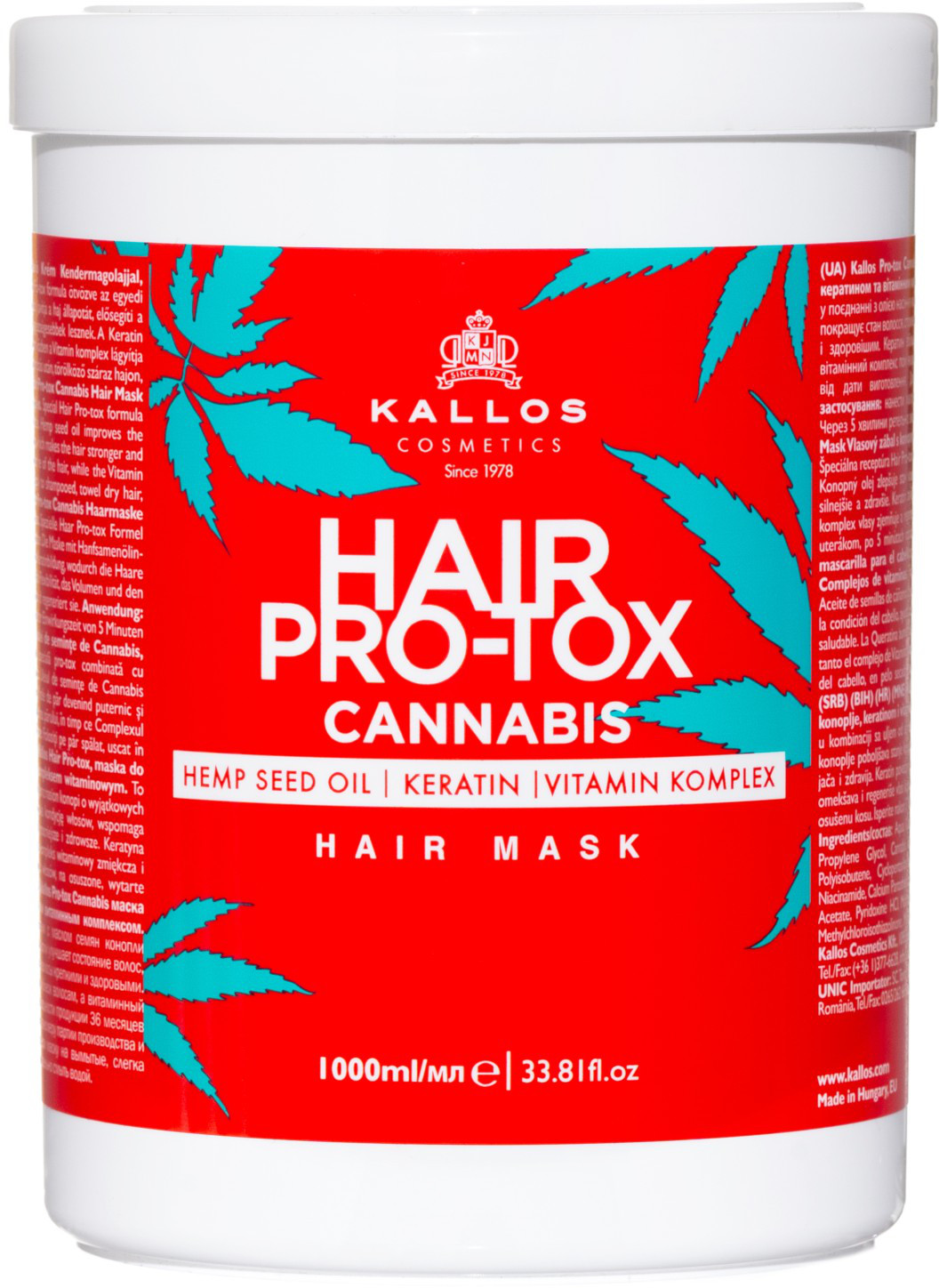Kallos Hair Pro-Tox Cannabis Hair Mask 1000 ml KA-CAN1740