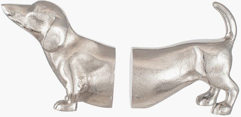 Zenaida Silver Metal Sausage Dog Decorative Bookends
