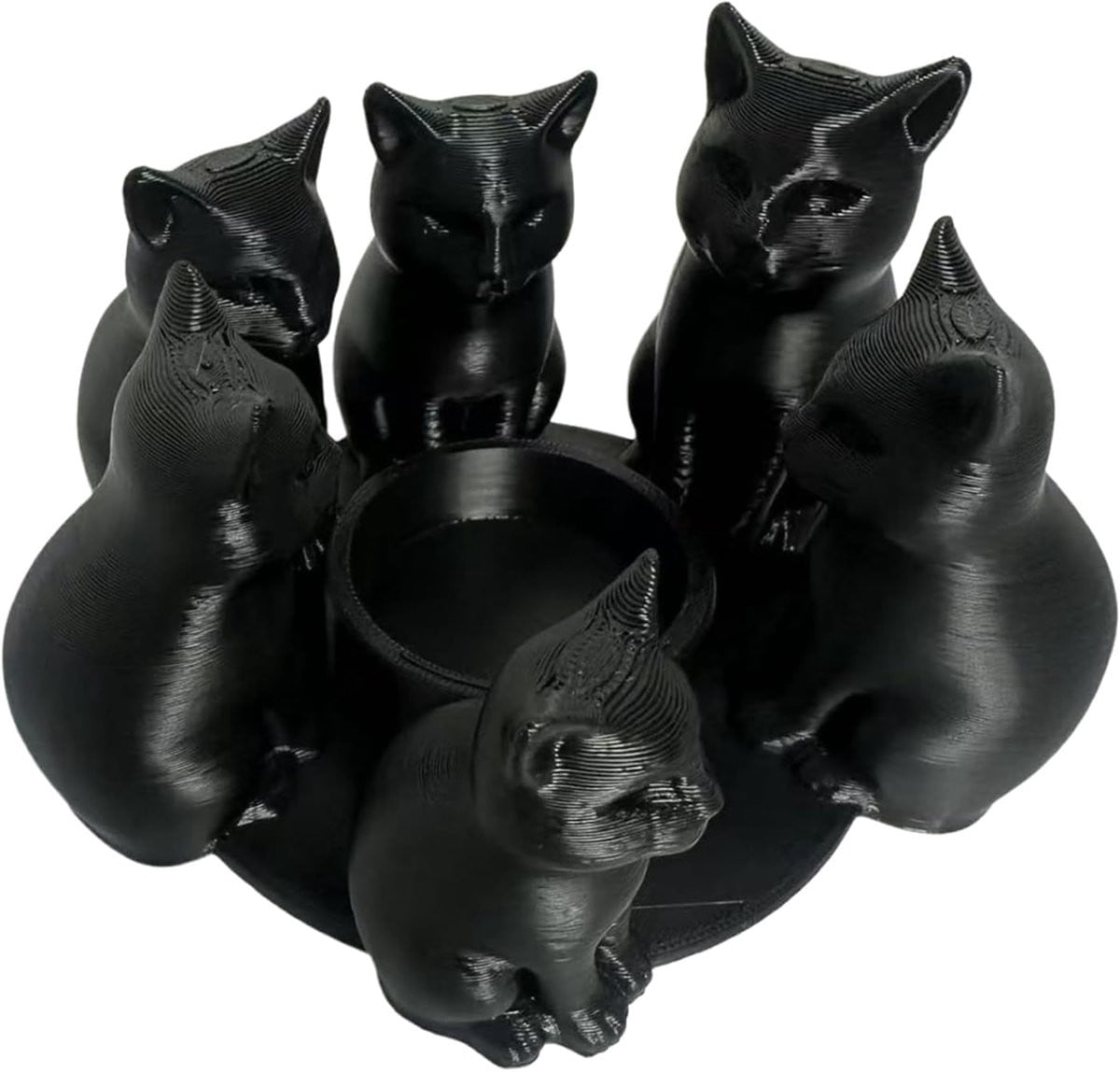 Zwarte Kat Kandelaar - 3D Geprint Ontwerp - Waxinelichtjeshouder - Lengte: 128 cm