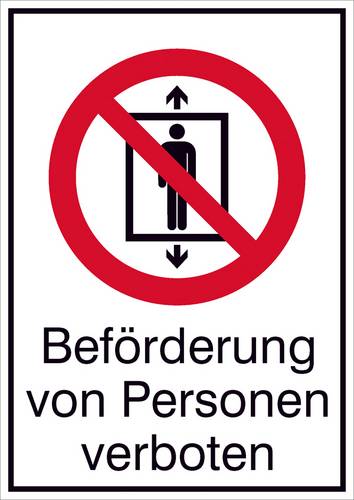 Verbotsschild Beförderung von Personen verboten Folie selbstklebend (B x H) 131mm x 185mm ISO 7010 1St.