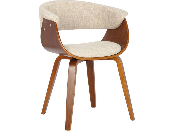 CLP Esszimmerstuhl 150 kg belastbar Holzgestell, modernes Design, gepolsterte Stühle creme Gestell Farbe walnuss