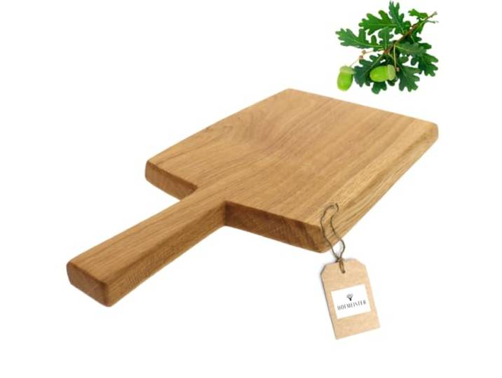 HOFMEISTER® Designer-Schneidbrett rustikale Eiche – Meisterhaft von Hand gefertigt, mit edlem Griff, ein einzigartiges Statement, ideal zum Schneiden und Servieren, 41 cm