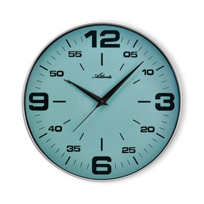 Wanduhr ATLANTA, silberfarben, Wanduhren, Ø 40cm, Wanduhr, Wohnzimmer, Esszimmer, Küche, Arbeitszimmer, Flur, Büro, Gästezimmer