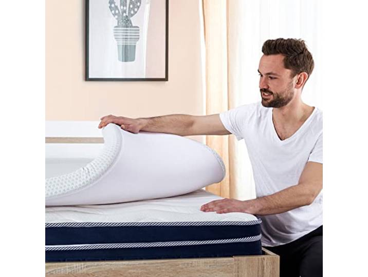 Vitapur MEMOSILVER Topper - 180x200cm, 7cm Memory Foam, waschbarer Bezug, Hautfreundlich mit Silberionen, Matratzenauflage