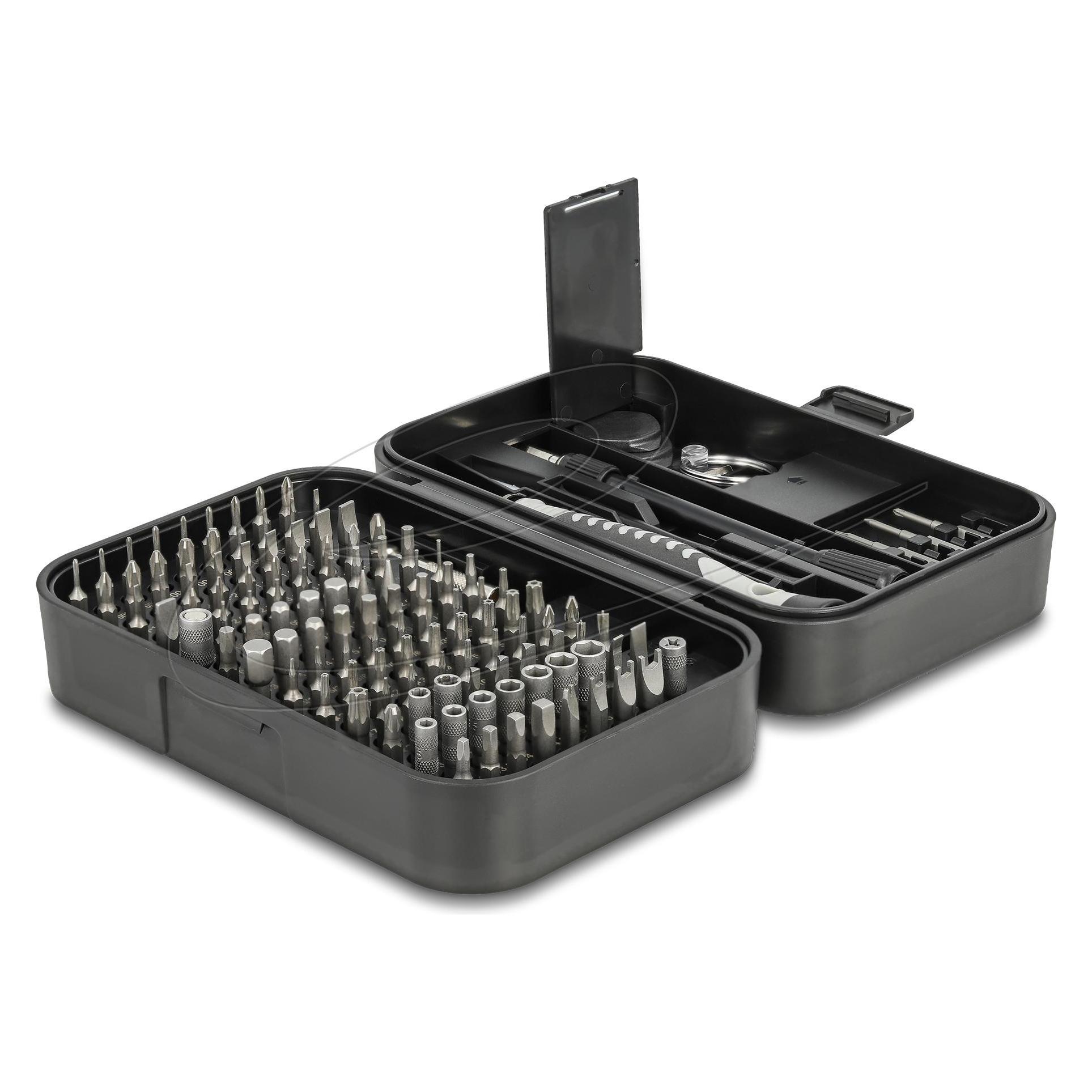 Delock Werkzeugset Schraubendreher 130-teilig (5-Kant (Pentagon), Hex, Pin-torx, Pozidriv-Kreuzschlitz (PZ), Tri-Wing) (64167)