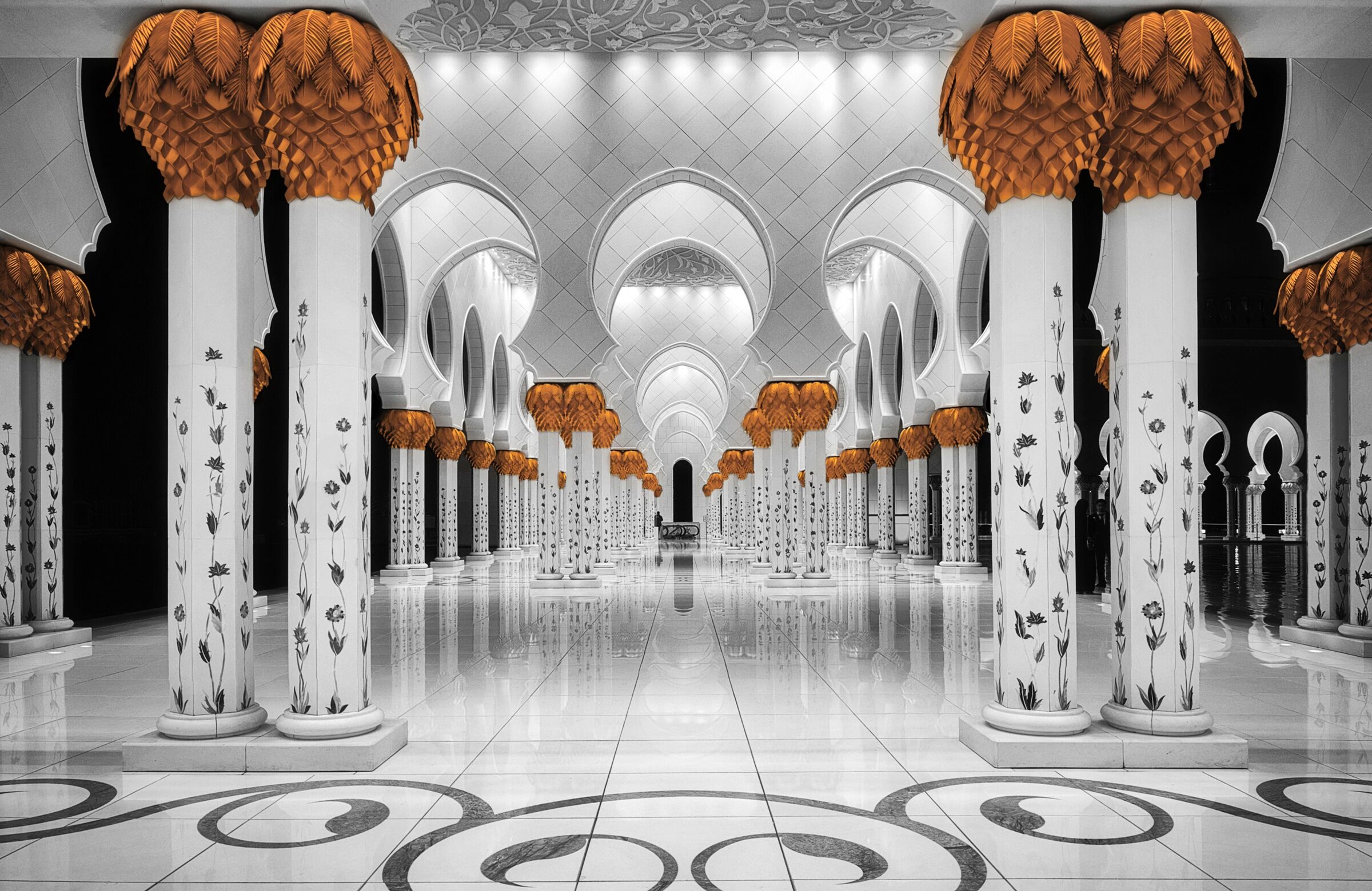 Fototapete PAPERMOON "Photo-Art MASSIMO CUOMO, SHEIKH AL ZAYED GRAND MOSCHEE", bunt, B:5m L:2,8m, Vlies, Tapeten