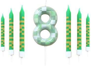 Uplifted Goods 7 Piece Green Digital Cake Candle Set 8