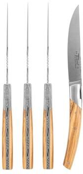 Goyon-Chazeau Set of 4 Pirou Castle Steak Knives with Olive Wood Handles