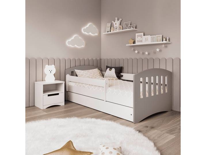 Kinder-/Juniorbett CLASSIC 1 in Weiß, Grau ca.80x180cm