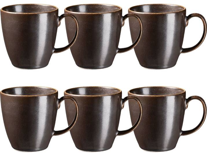 Mäser Kaffeebecher 6er-Set POWERFUL, braun/schwarz, Porzellan