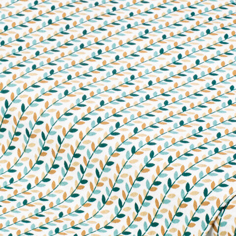 Baumwollstoff Blätterranke "Mona", weiß/beige/mint