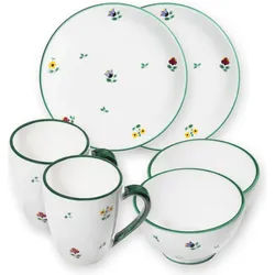 Gmundner Keramik, Geschirrset, Streublumen, Hüttenfrühstück Cup f.2 P.(6tlg)