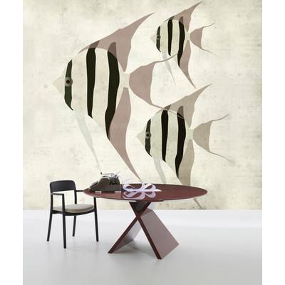 Fototapete LIVING WALLS "Walls by Patel 5 Fototapete Fische im Aquarell-Look", beige (natur), B:4m H:0m L:2,7m, Vlies, Tapeten, Fische im Aquarell-Look auf 200 g/m² Premium-Vlies