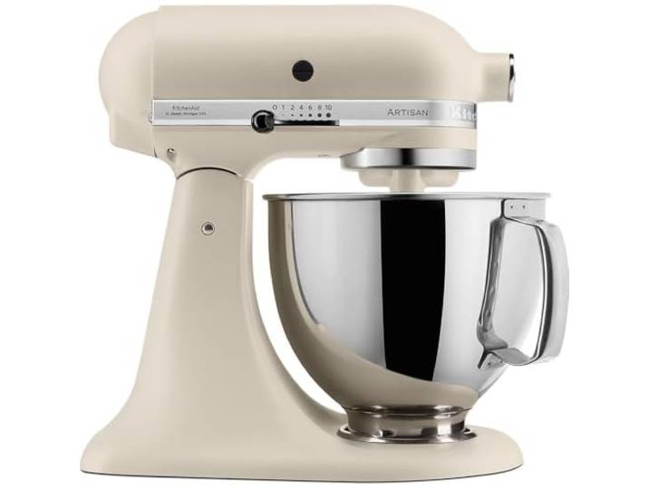 KitchenAid Artisan Küchenmaschine 4,7L Fresh Linen Knetet Brotteig, rührt Kuchen und schlägt Sahne; ikonisches Design mit langlebigem Zinkdruckguss-Gehäuse für Generationen