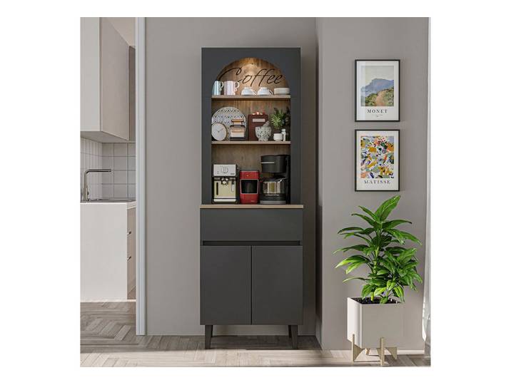 Roomart Küchenregal VENEDIK Küchenschrank 60 cm, Buffet, Schublade in 4 Farben, Buffet- & Mehrzweckschrank, LED Bogennische, Schublade, 4 Farben, 18 mm Platten