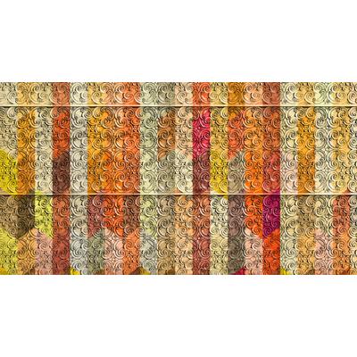 Fototapete ARCHITECTS PAPER "Atelier 47 Panelling Artwork 1", bunt (rot, braun, orange), B:5m L:2,7m, Vlies, Tapeten, Vlies, Wand, Schräge, Decke