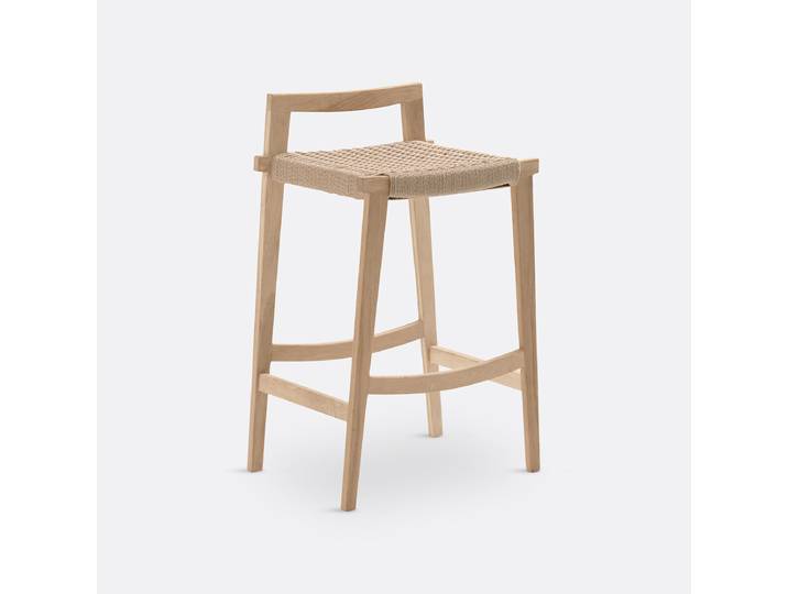 LA REDOUTE Tabouret de bar chêne massif et tressage, Kioto Beige