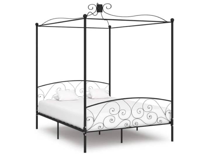 RJPLMFV Bettrahmen für Himmelbett, Metall, 160 x 200 cm, Schwarz Robuste Stahlkonstruktion, Lattenrost inklusive, Matratze nicht im Lieferumfang enthalten, Montage erforderlich