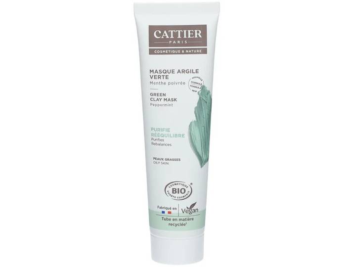 Cattier Masque Visage Purifiant Argile Verte 100 ml - Peaux Grasses &amp; Mixtes