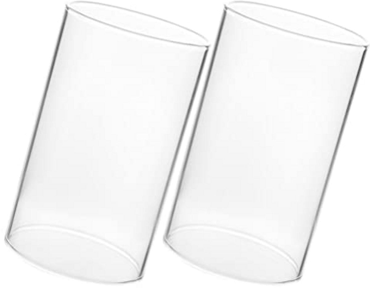 Set van 2 Cilindrische Glazen Kandelaars voor Kaarsen en Decoratie