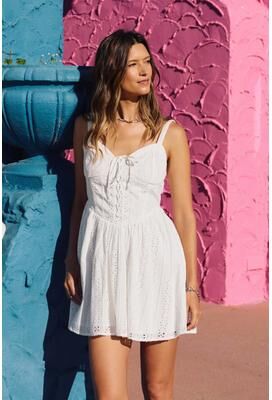 O'Neill s Camden Embroidered Mini Dress in White, Size Small