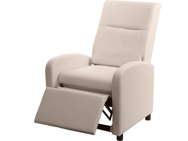 Fauteuil de télévision HWC-H18\, Fauteuil relax chaise longue\, similicuir pliable 99x70x75cm ~ crème