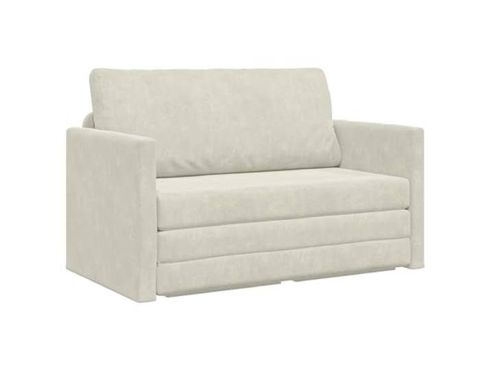 Todiikf Schlafsofa Samt 2-Sitzer Klappsofa 124x71x78 cm Creme Flexibles 2-in-1 Schlafsofa aus weichem Samt für Wohnzimmer und Gästezimmer. Stabil aus Metall und Holz, inklusive Kissen.