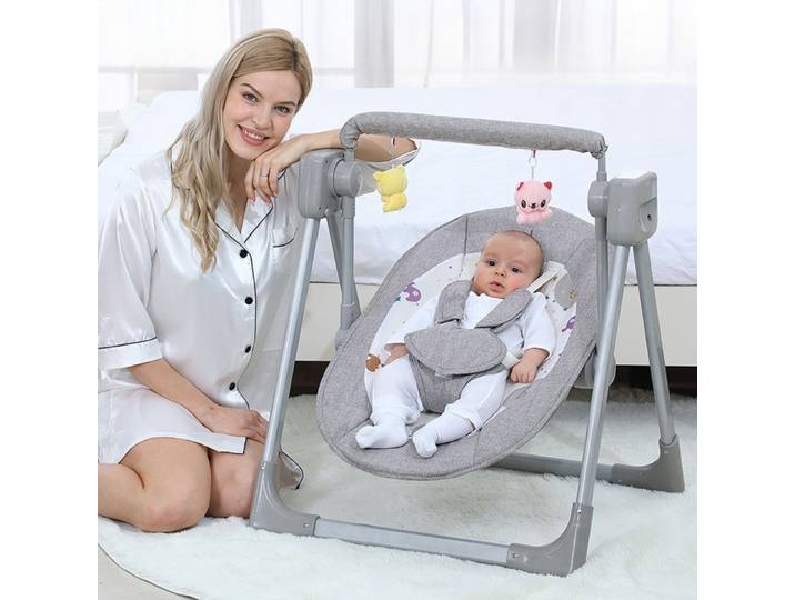 Berceau électrique pour bébé avec moustiquaire et tapis, balançoire, berceau Bluetooth pour nouveau-nés