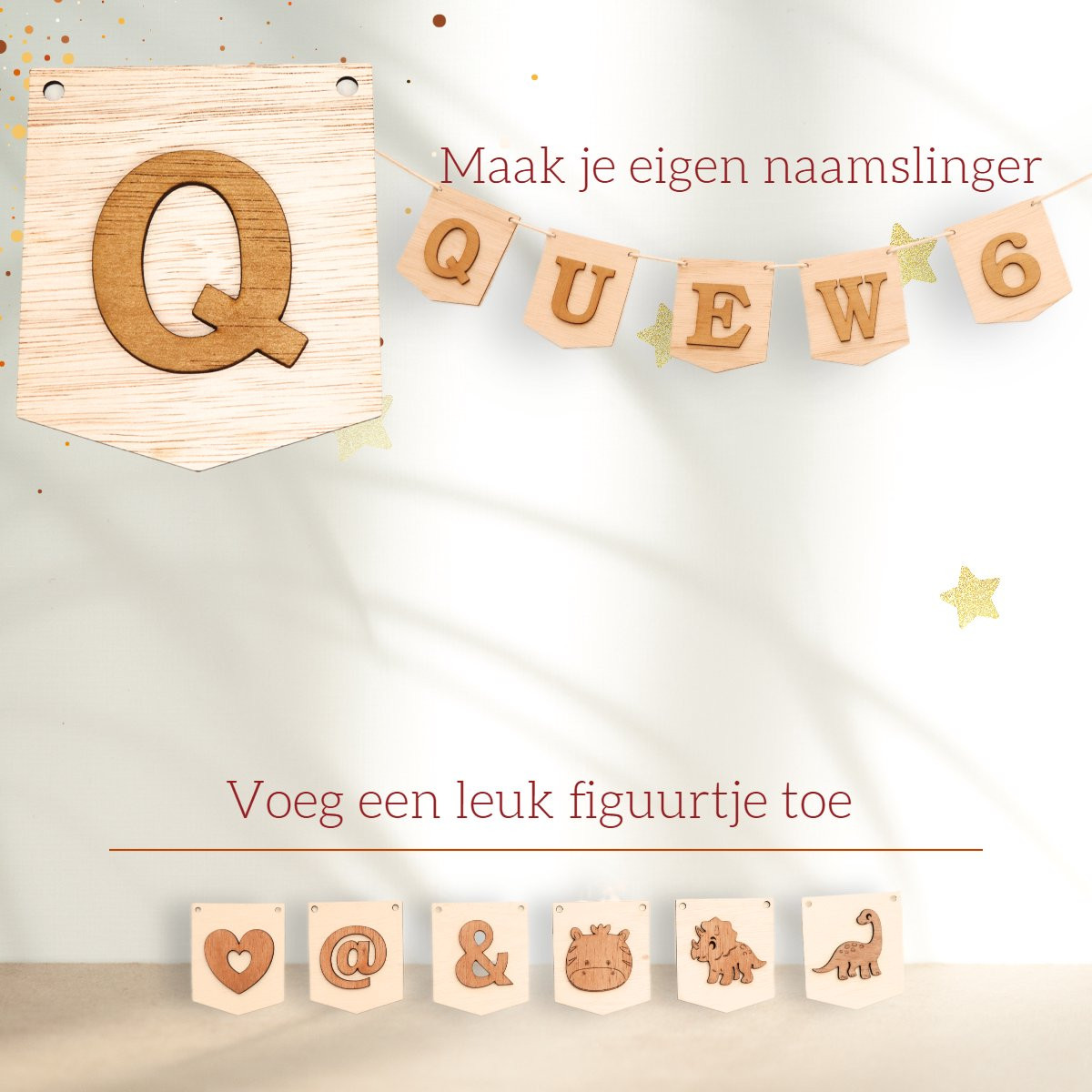 3D Houten Letter Q voor Gepersonaliseerde Slingers en Vlaggenlijnen