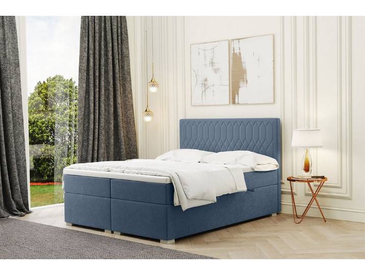Fun Möbel Boxbett Schlafzimmerbett DUSTY in Stoff Riviera (Stoff Riviera, inkl. Bettkästen), inkl. Topper