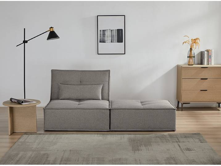 Schlafsessel mit Polsterhocker Grau Strukturstoff Macy 90 x 78 x 97cm
