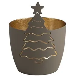 Madras Windlicht Weihnachtsbaum flanell/gold