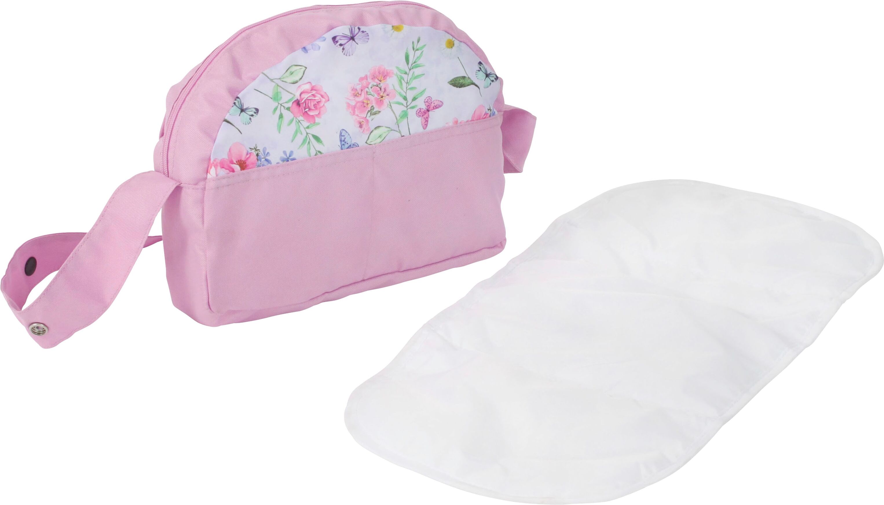 Puppen Wickeltasche CHIC2000 "Jeans Grey", bunt (flowers), Puppenausstattungen, KinderB:27cm H:22cm T:9cm, Polyester, Puppen Wickeltasche, B:27cm H:22cm T:9cm