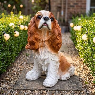 Kodotan sofa Charlie The Beagle Garden Statue, A Lifelike Earth-Brown Resin Dog Ornament, Perfect For Backyards, Lawns, And Patios