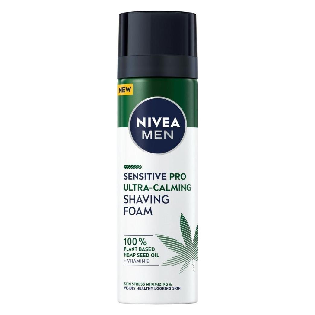 Nivea Men Sensitive Pro Ultra-Calming Shaving Foam shaving foam with hemp seed oil (200 ml, Rasierschaum) (5900017080598)