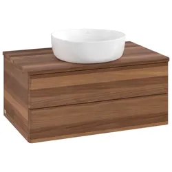 Villeroy und Boch Antao Waschtisch-Unterschrank L19012HM mit Beleuchtung, 80x36x50cm, Waschbeckenplattenfarbe warm walnut, warm walnut