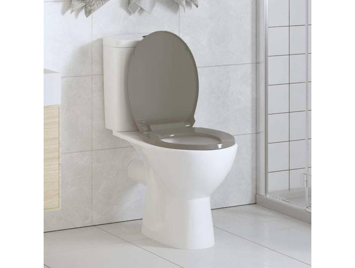 Vidaxl Toilettensitz Soft-Close- und Schnellveröffentlichungs ovales Grau